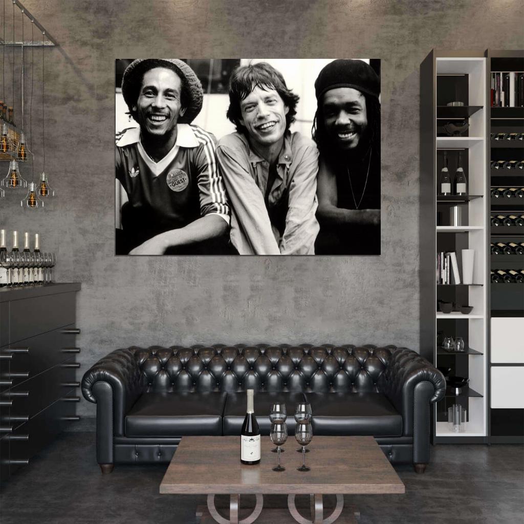 Bob Marley Mick Jagger Peter Tosh Backstage 1978 Wall Print Poster
