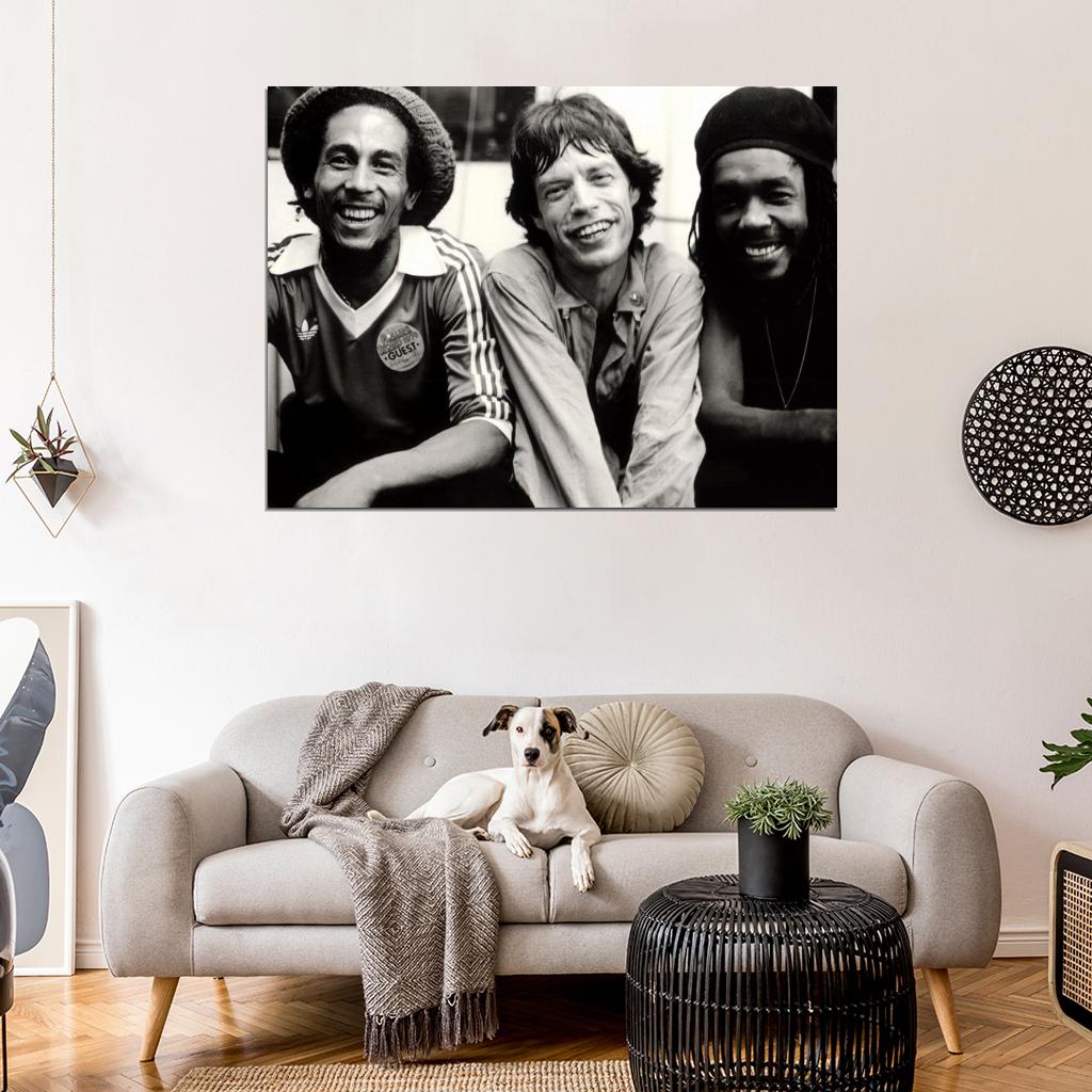 Bob Marley Mick Jagger Peter Tosh Backstage 1978 Wall Print Poster