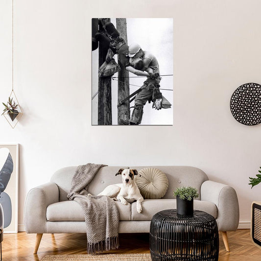 The Kiss of Life Utility Workers High Voltage Wall Print Poster - xonomax