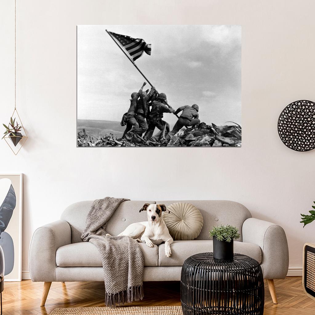 Raising The Flag on Iwo Jima US Army Troops Soldiers Wall Print Poster