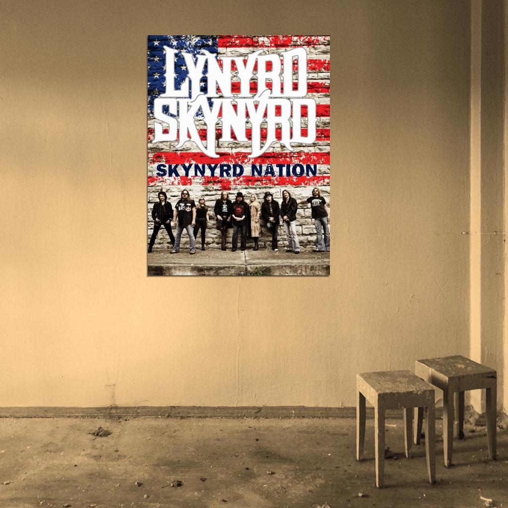 Lynyrd Skynyrd American Flag Rock Music Band Wall Print Poster