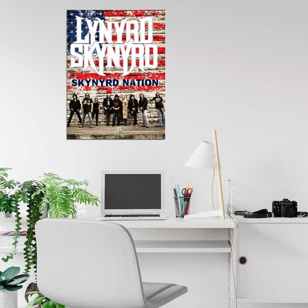 Lynyrd Skynyrd American Flag Rock Music Band Wall Print Poster
