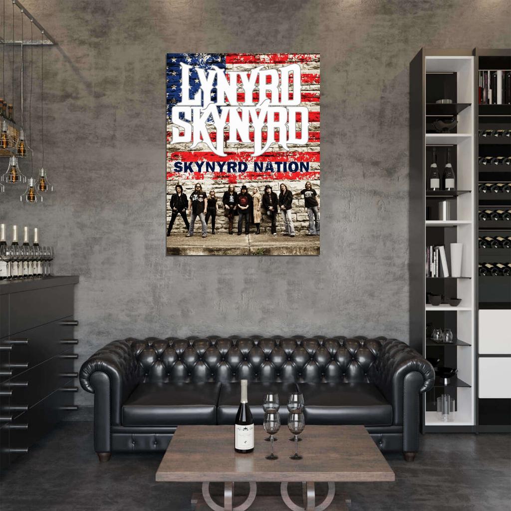 Lynyrd Skynyrd American Flag Rock Music Band Wall Print Poster