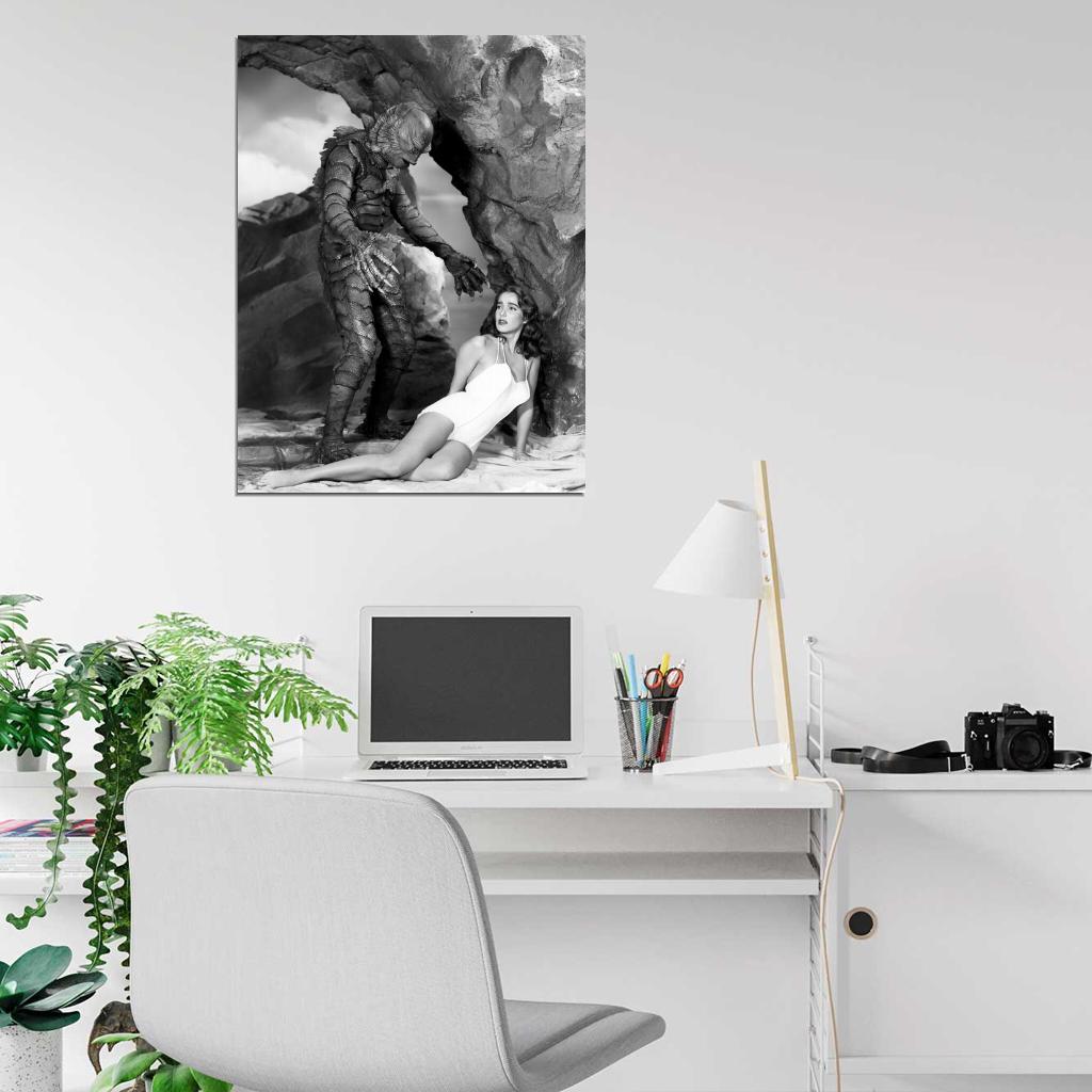 Julie Adams Creature from The Black Lagoon Movie 1954 BW Wall Print Poster