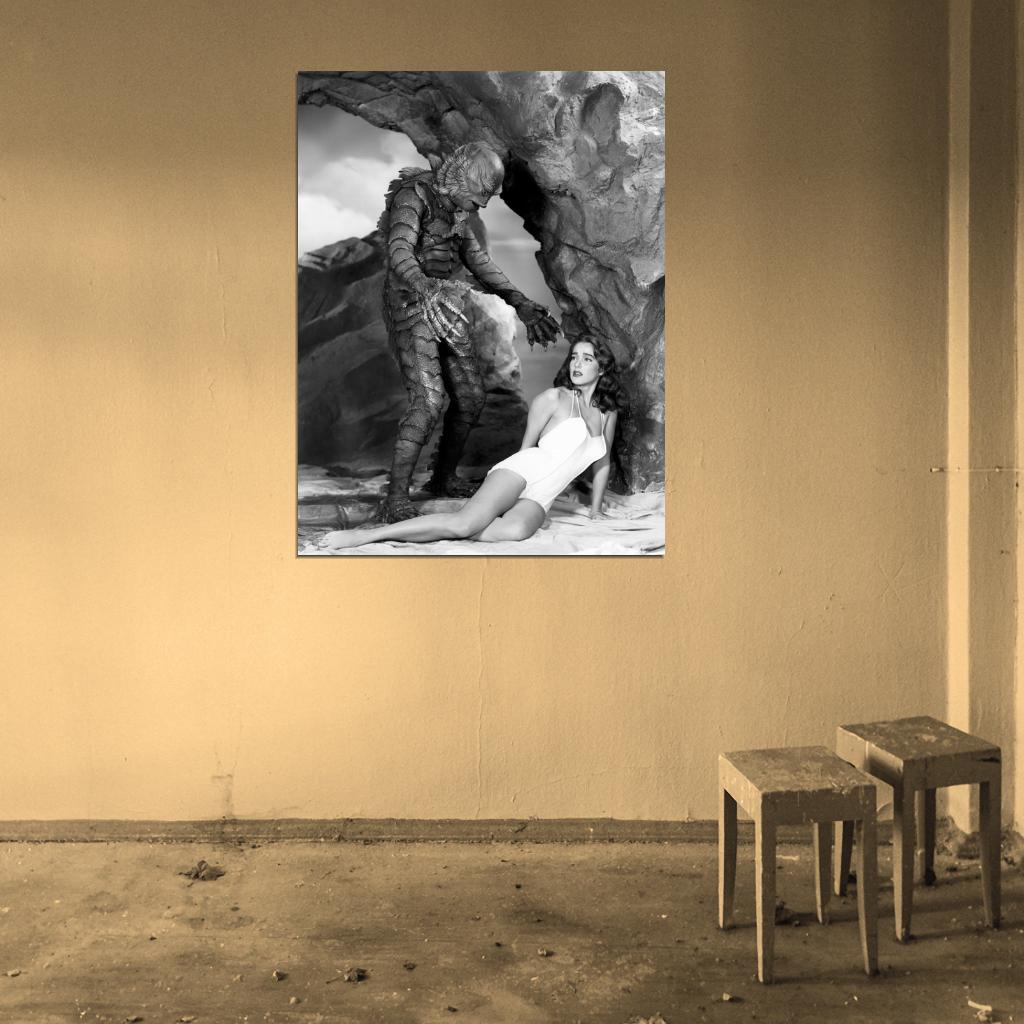 Julie Adams Creature from The Black Lagoon Movie 1954 BW Wall Print Poster