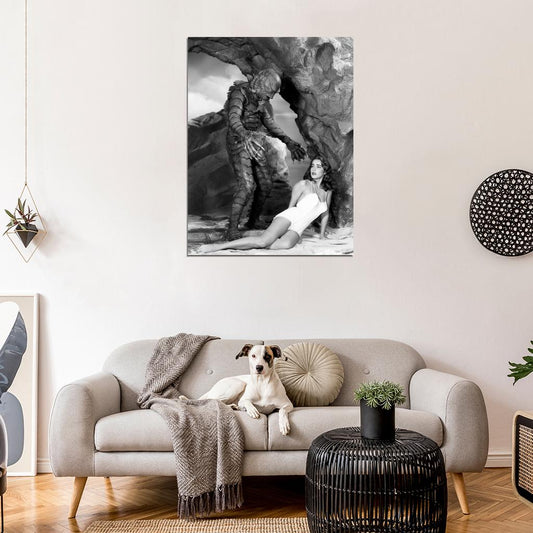 Julie Adams Creature from The Black Lagoon Movie 1954 BW Wall Print Poster - xonomax