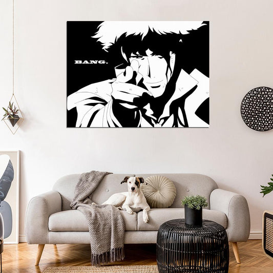 Cowboy Bebop Spike Spiegel BW Anime Manga Art Print Poster - xonomax