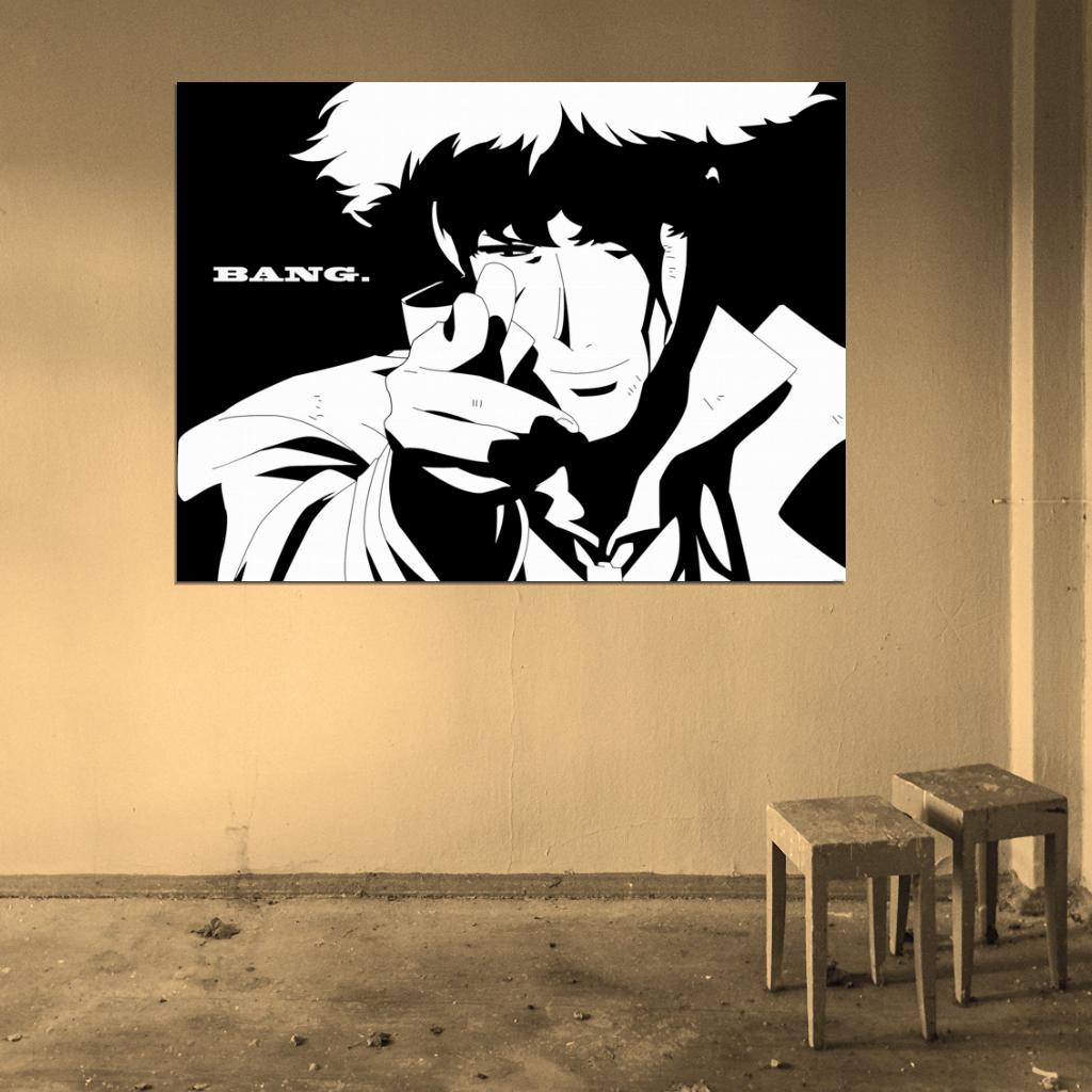 Cowboy Bebop Spike Spiegel BW Anime Manga Art Print Poster