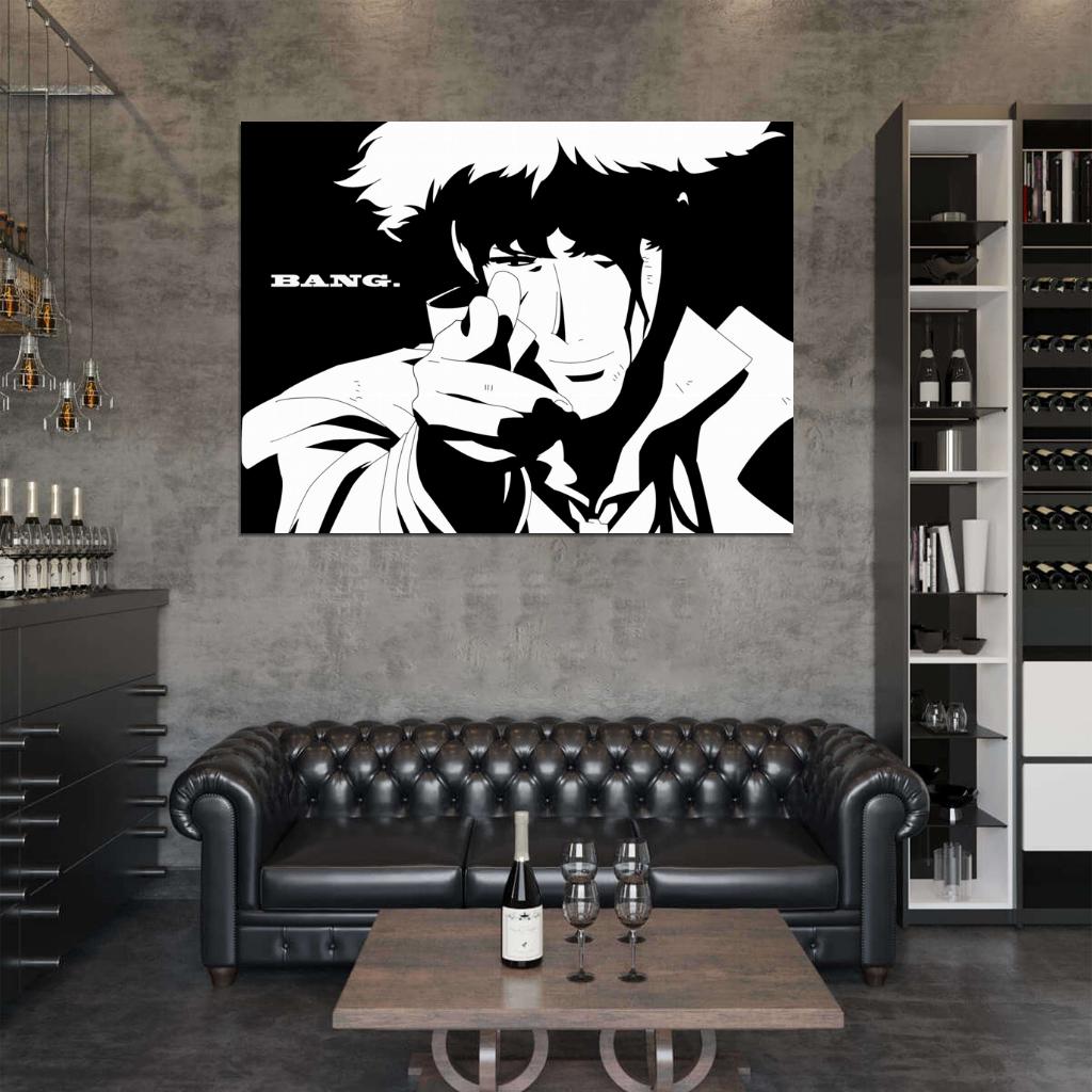 Cowboy Bebop Spike Spiegel BW Anime Manga Art Print Poster