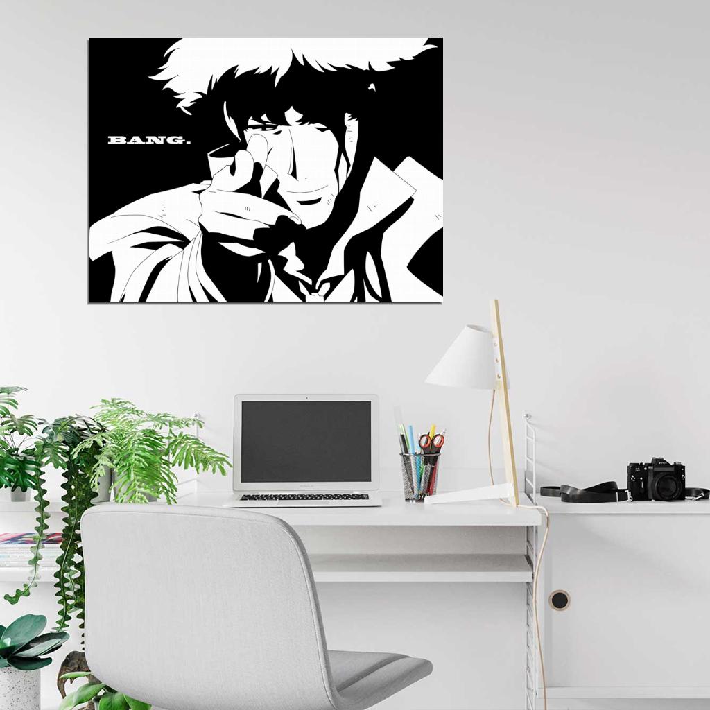 Cowboy Bebop Spike Spiegel BW Anime Manga Art Print Poster