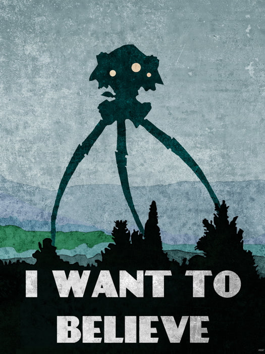 War of the Worlds 2005 Movie Art Vintage Painting Alien Tripod I Want To Believe Print Poster - xonomax
