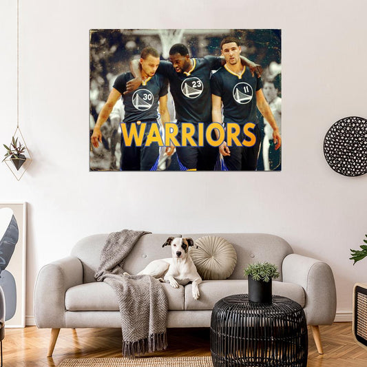 Golden State Warriors Steph Stephen Curry Klay Thompson Draymond Green Vintage Art Poster - xonomax