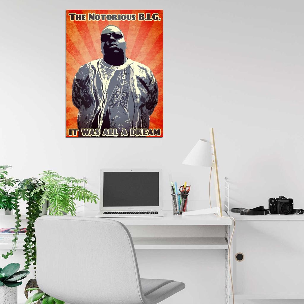 The Notorious B.I.G. Rapper Biggie Smalls Rap Hip-Hop BIG Vintage Art Print Poster