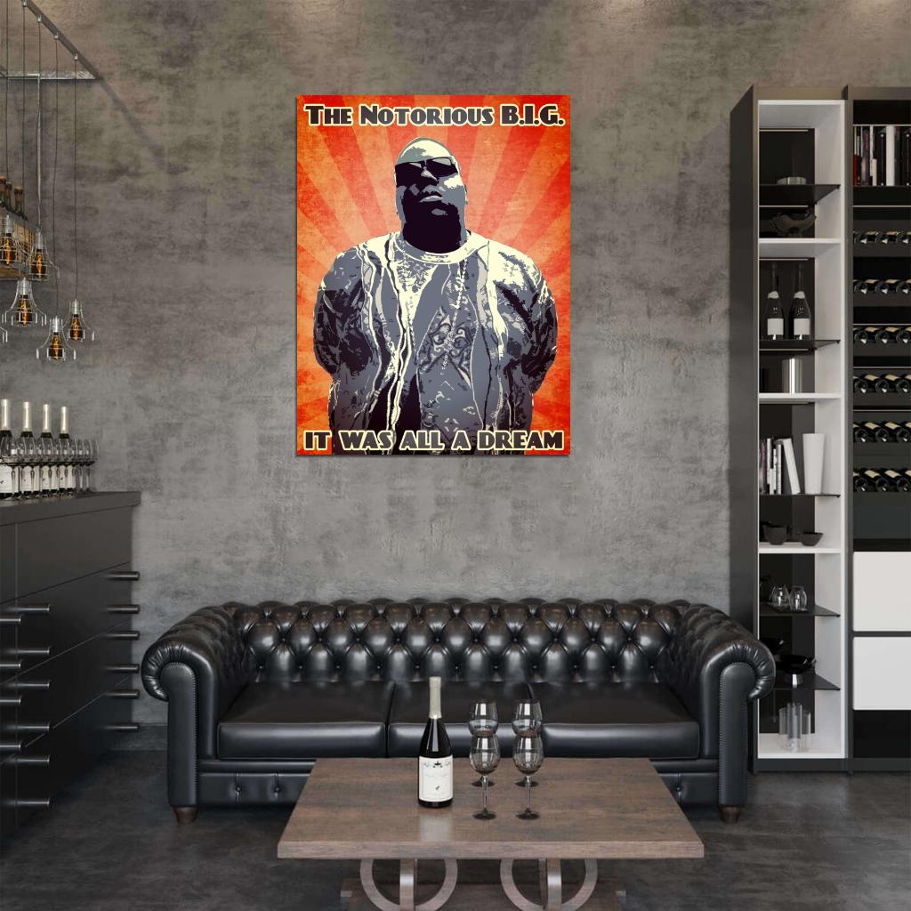 The Notorious B.I.G. Rapper Biggie Smalls Rap Hip-Hop BIG Vintage Art Print Poster