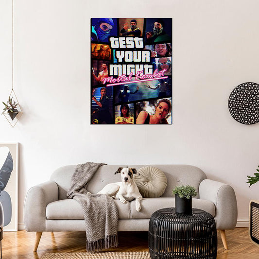 TEST YOUR MIGHT Mortal Kombat 1995 Vintage Movie Characters 90s Art Print Poster - xonomax