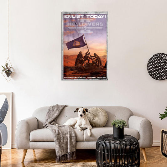 Helldivers 2 Game Enlist Today War Propaganda Vintage Retro Art Room - xonomax