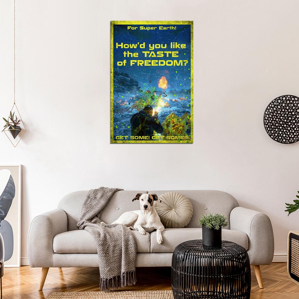Helldivers 2 Game War Propaganda Vintage Retro Art Taste of Freedom Room - xonomax