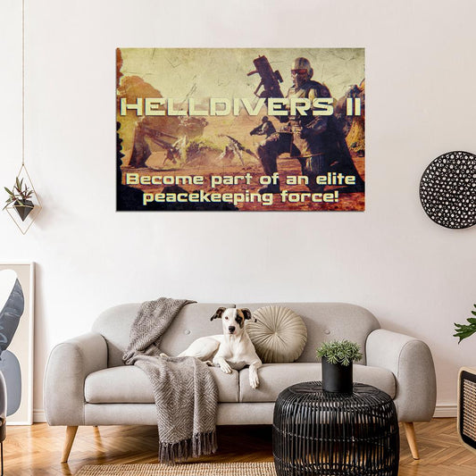 Helldivers 2 Game Starship Troopers War Propaganda Vintage Retro Art Room - xonomax
