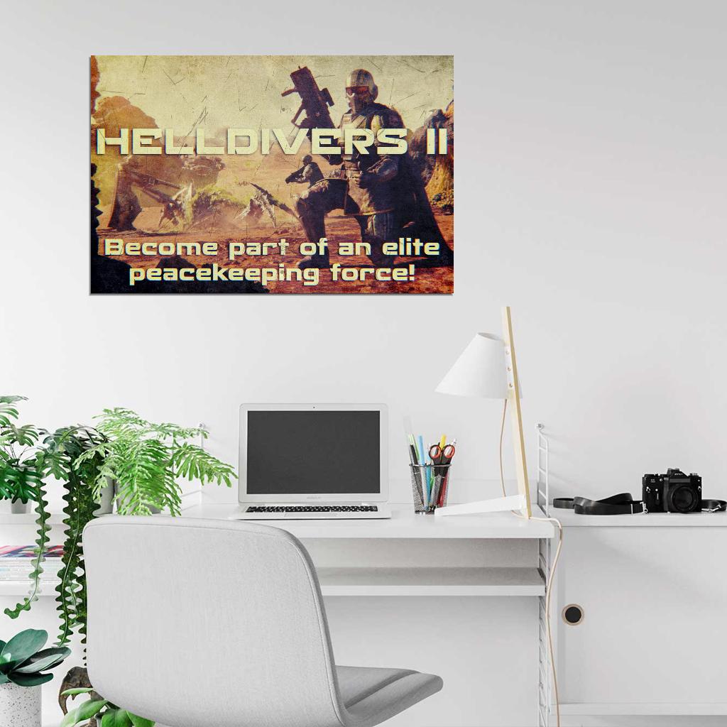 Helldivers 2 Game Starship Troopers War Propaganda Vintage Retro Art Room