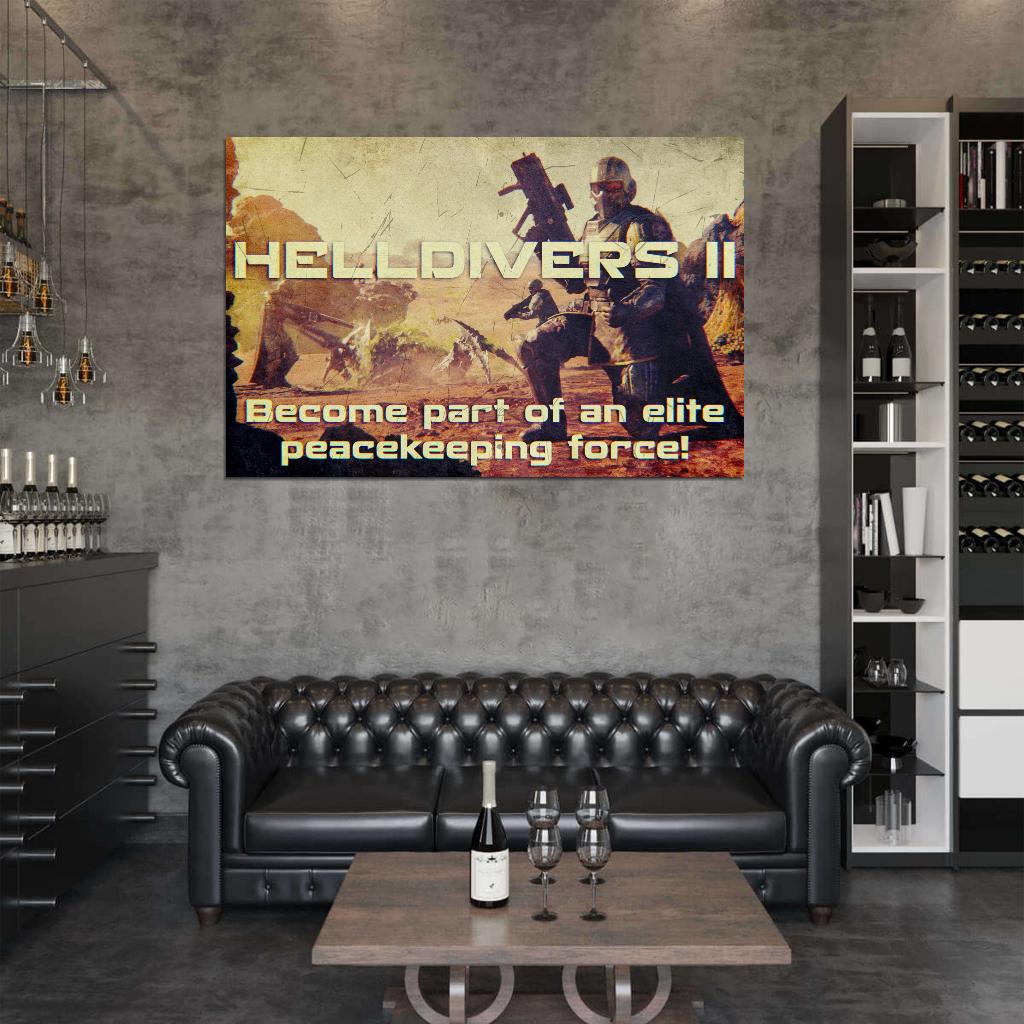 Helldivers 2 Game Starship Troopers War Propaganda Vintage Retro Art Room