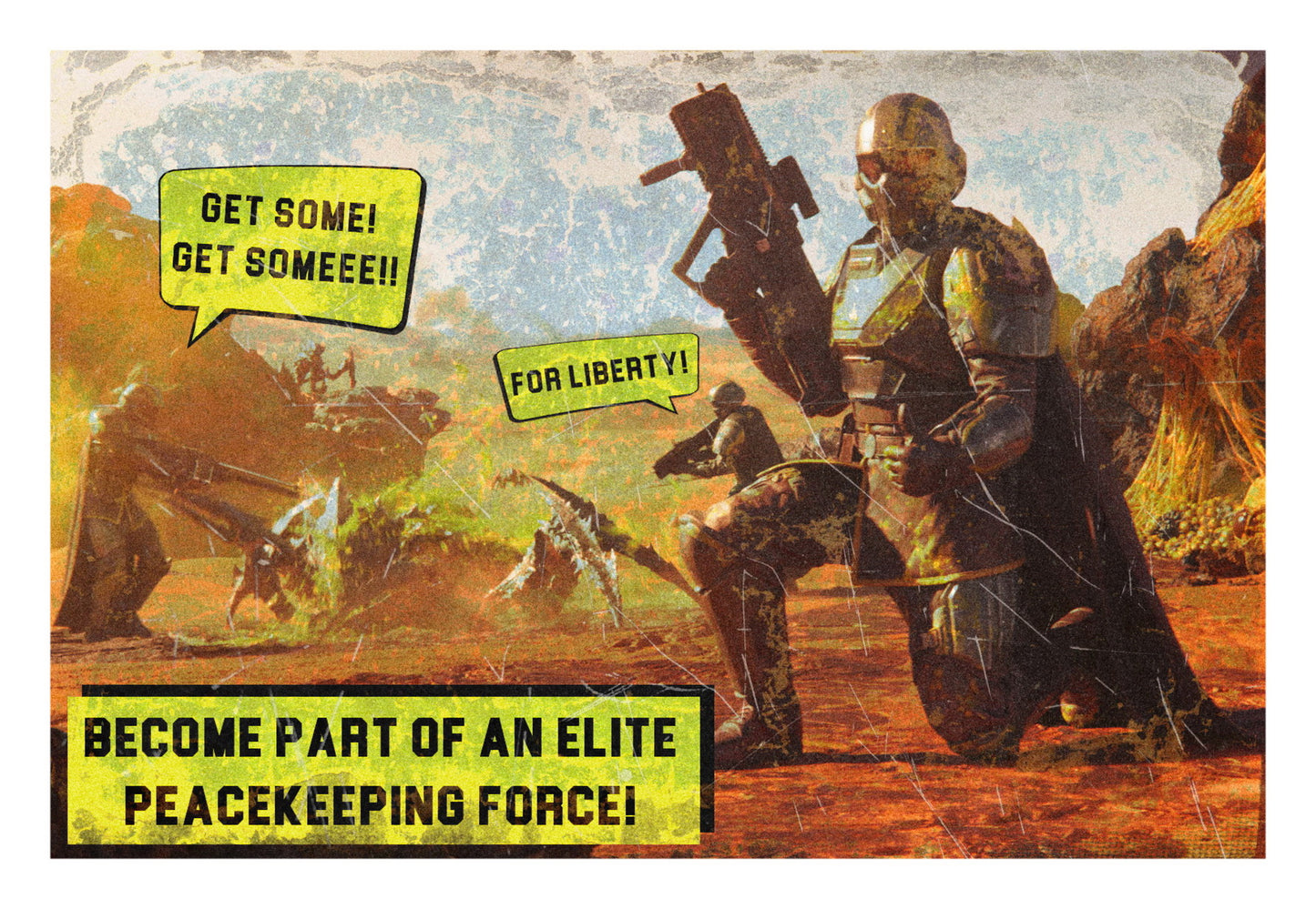 Helldivers 2 Game Bugs Terminids War Propaganda Vintage Retro Art Room