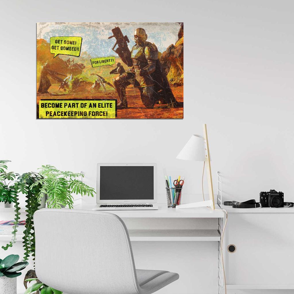 Helldivers 2 Game Bugs Terminids War Propaganda Vintage Retro Art Room