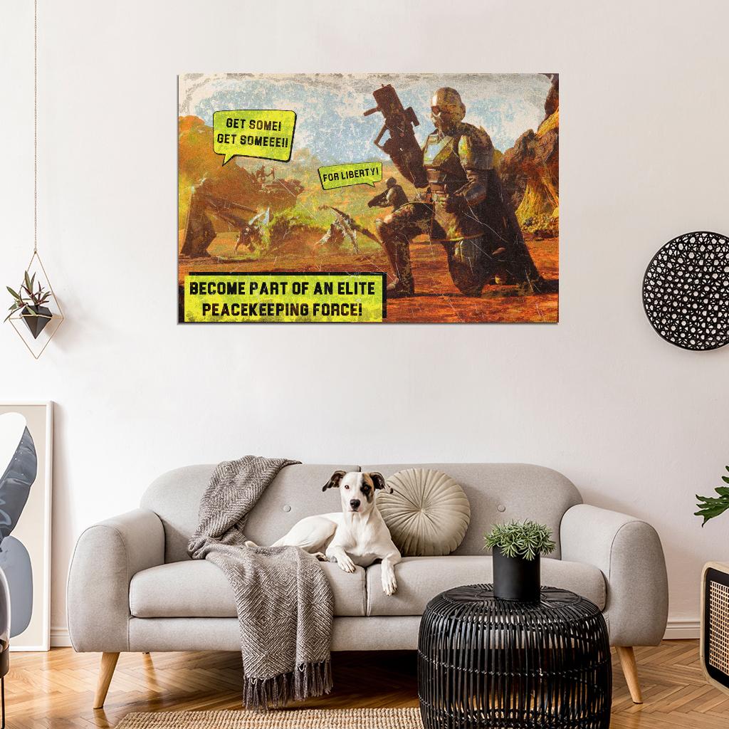 Helldivers 2 Game Bugs Terminids War Propaganda Vintage Retro Art Room