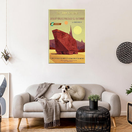 Tatooine Sandcrawler Jawa Desert Planet Star Wars Travel Vintage Retro War Wall Art Decor PRINT POSTER - xonomax