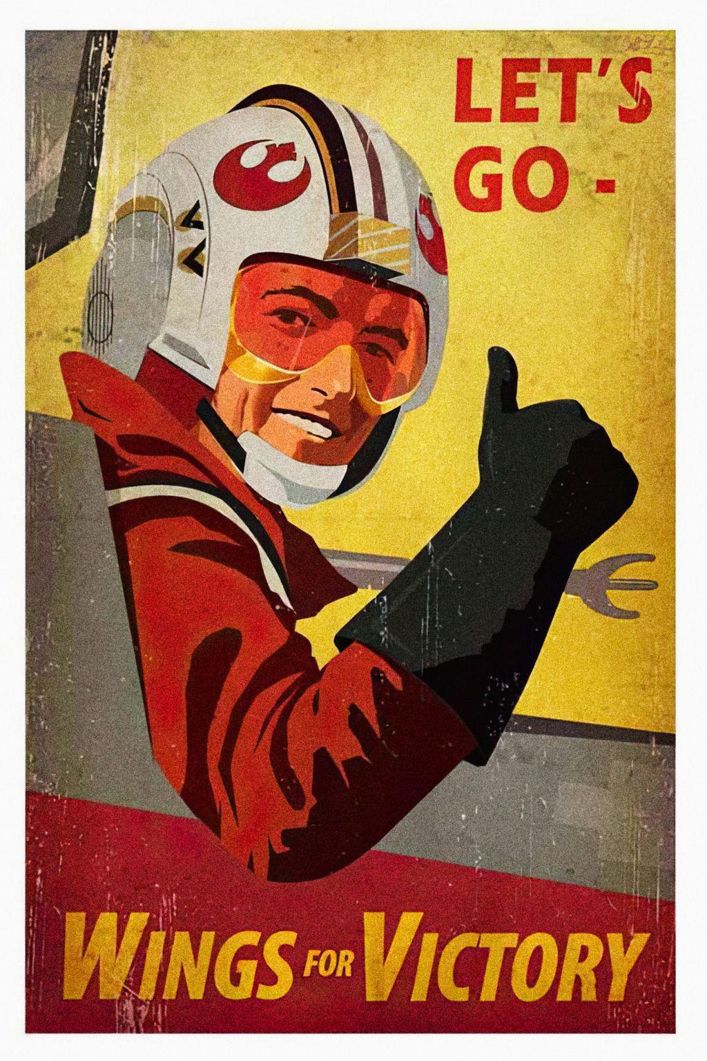 Wings for Victory Rebel Alliance Pilot X-Wing Star Wars Propaganda Vintage Retro Wall Art Decor PRINT POSTER