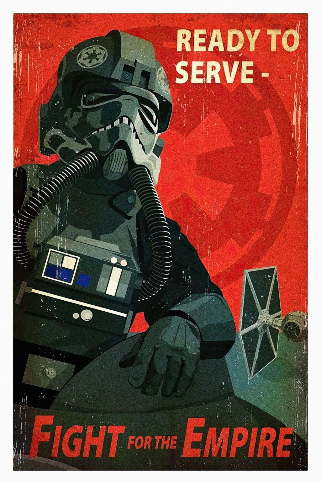 TIE Fighter Pilot Empire Imperial Navy Starfleet Star Wars Propaganda Vintage Retro Wall Art Decor PRINT POSTER