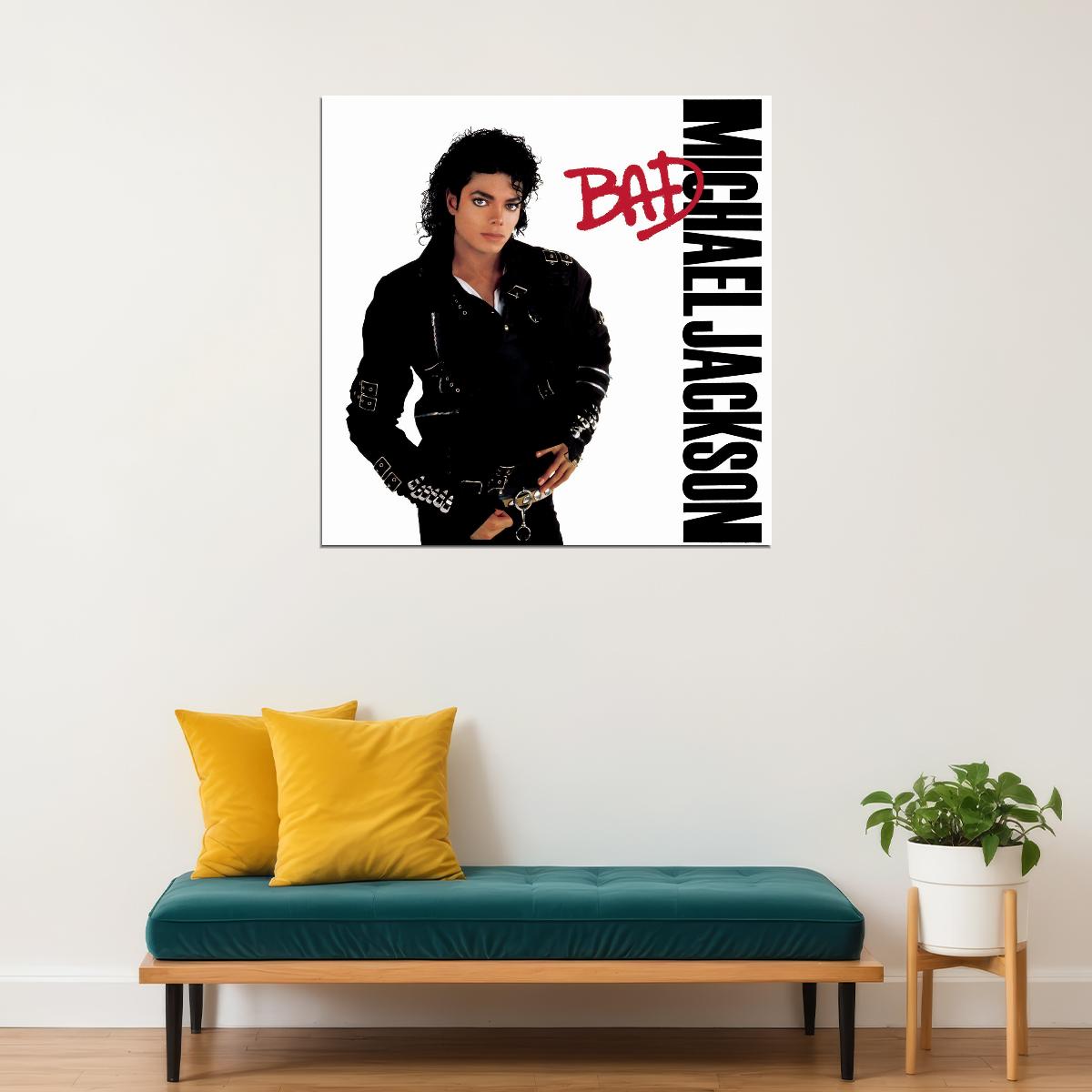 Michael Jackson Bad Album Cover Art Music Poster 90s 80s Pop Legend Wall Print