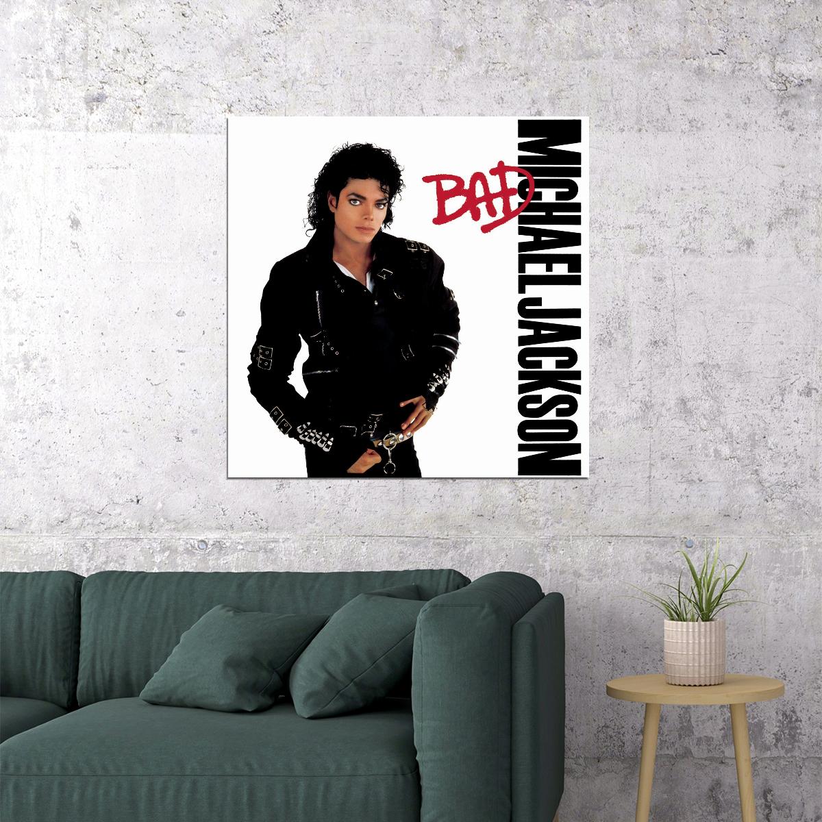 Michael Jackson Bad Album Cover Art Music Poster 90s 80s Pop Legend Wall Print