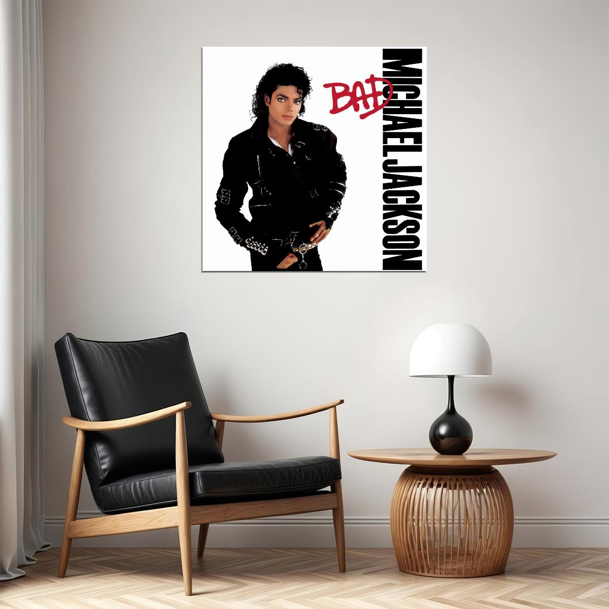 Michael Jackson Bad Album Cover Art Music Poster 90s 80s Pop Legend Wall Print