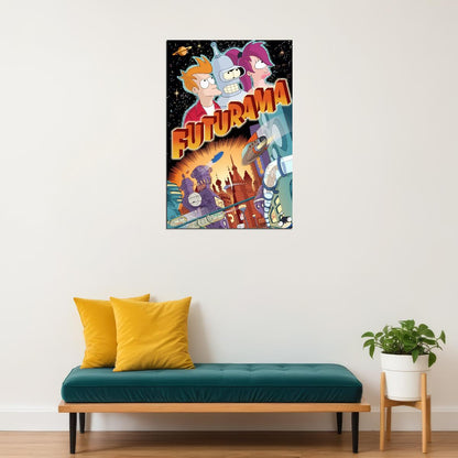 Futurama Animated Series Poster Comedy Sci-fi Wall Art Matt Groening Print