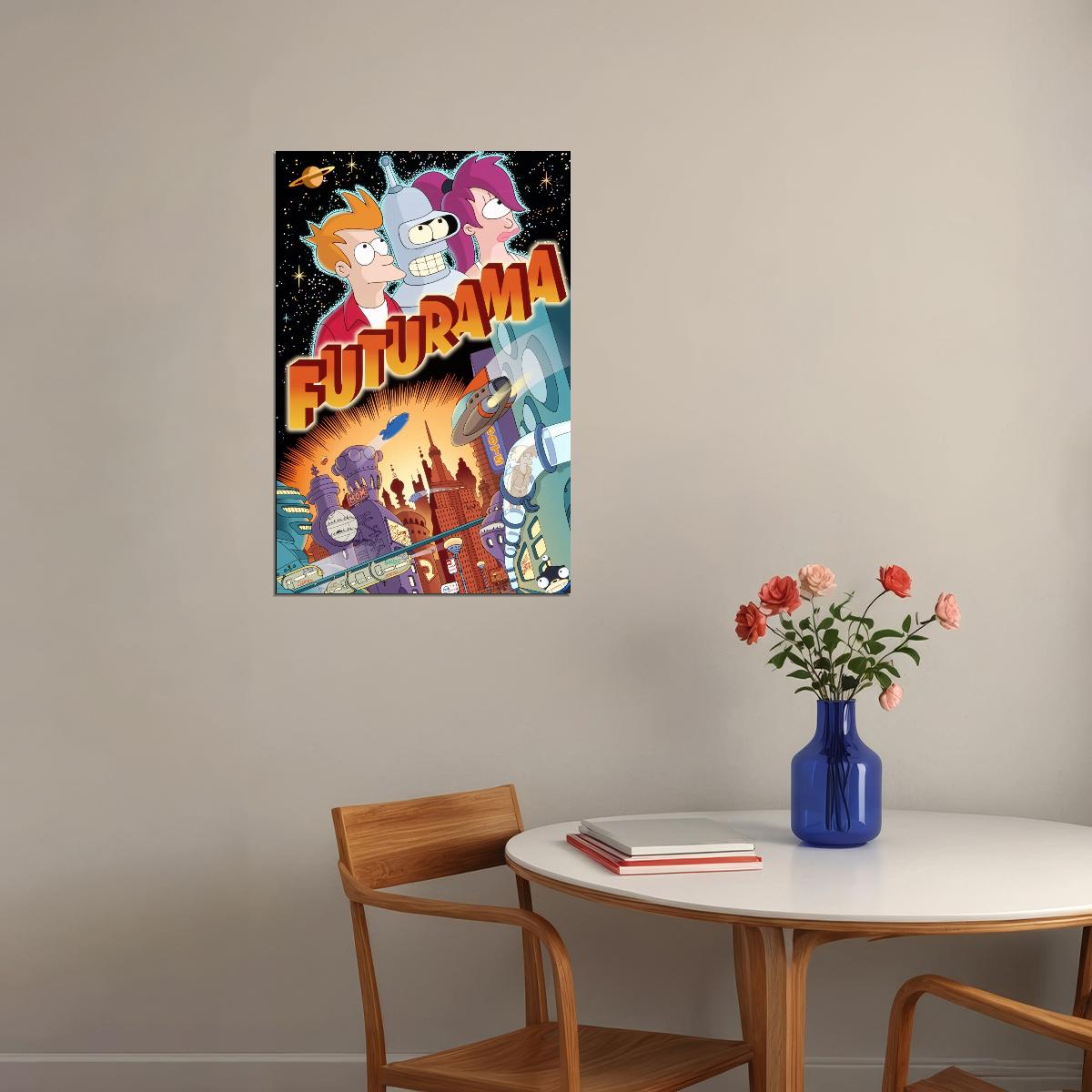 Futurama Animated Series Poster Comedy Sci-fi Wall Art Matt Groening Print