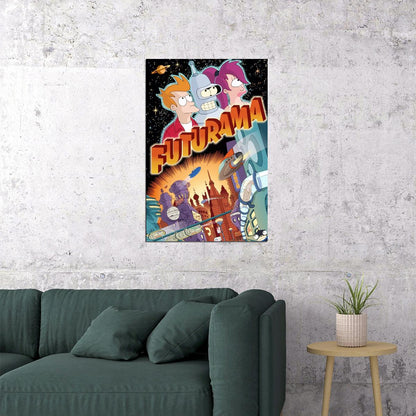 Futurama Animated Series Poster Comedy Sci-fi Wall Art Matt Groening Print