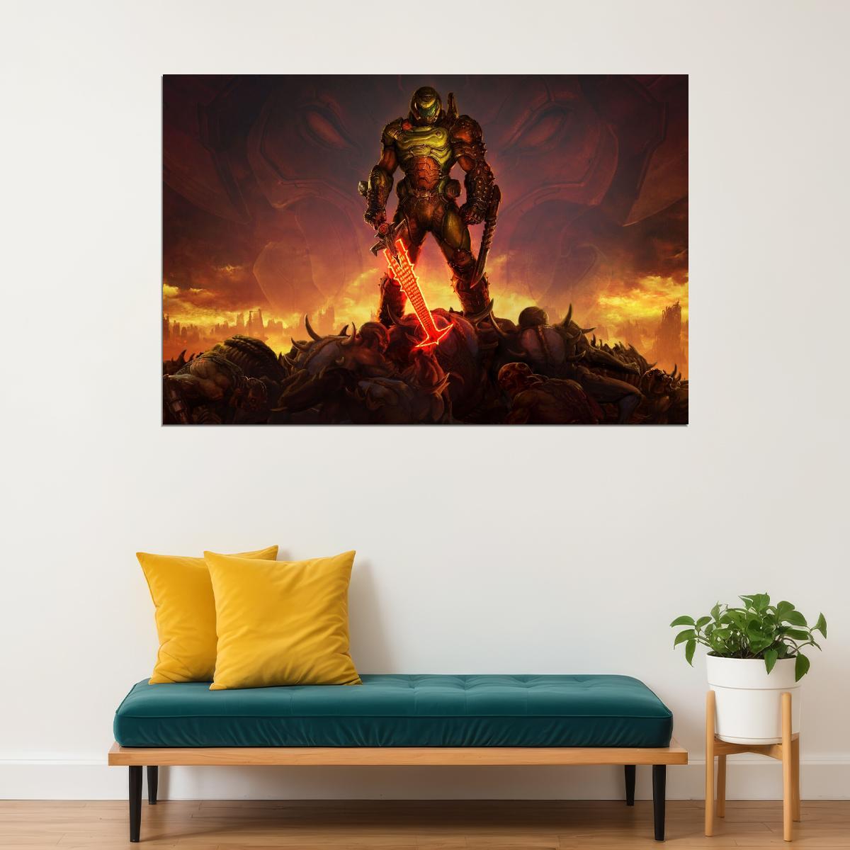 Doom Eternal Video Game Poster Action Shooter Wall Art Gaming Print