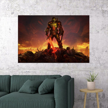 Doom Eternal Video Game Poster Action Shooter Wall Art Gaming Print