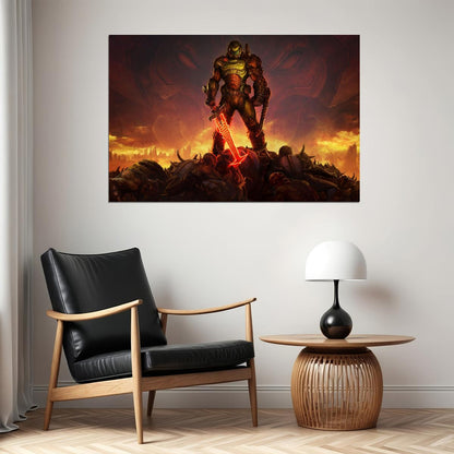 Doom Eternal Video Game Poster Action Shooter Wall Art Gaming Print