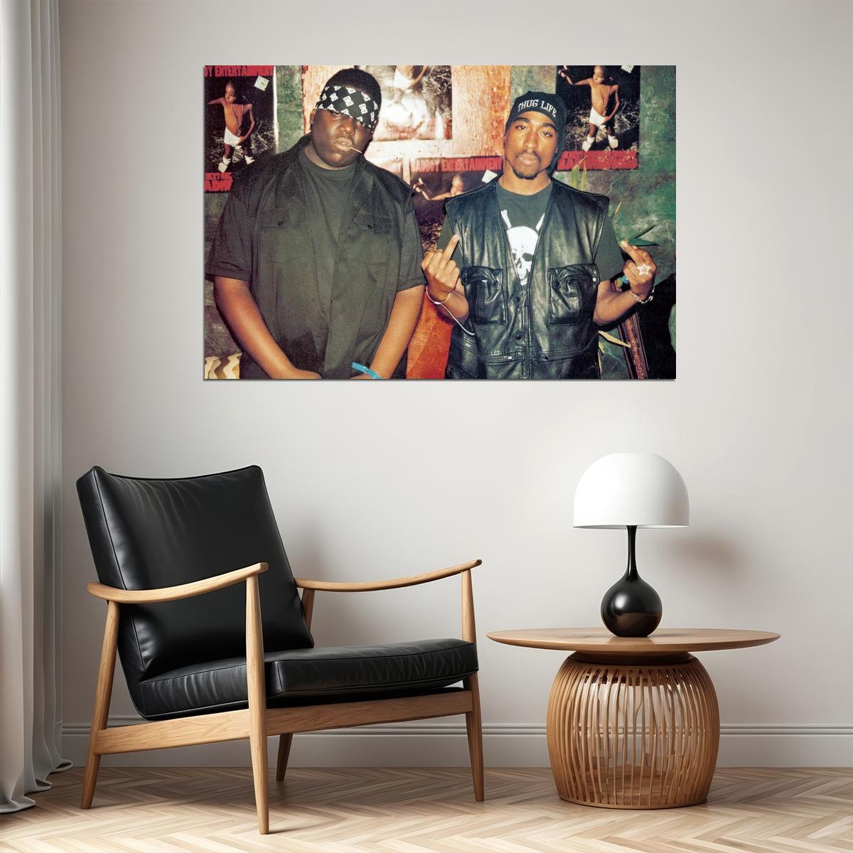 2pac & The Notorious B.i.g. Poster Hip-hop Legends Wall Art Rap Icons Print