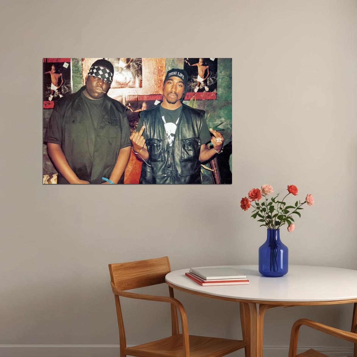 2pac & The Notorious B.i.g. Poster Hip-hop Legends Wall Art Rap Icons Print