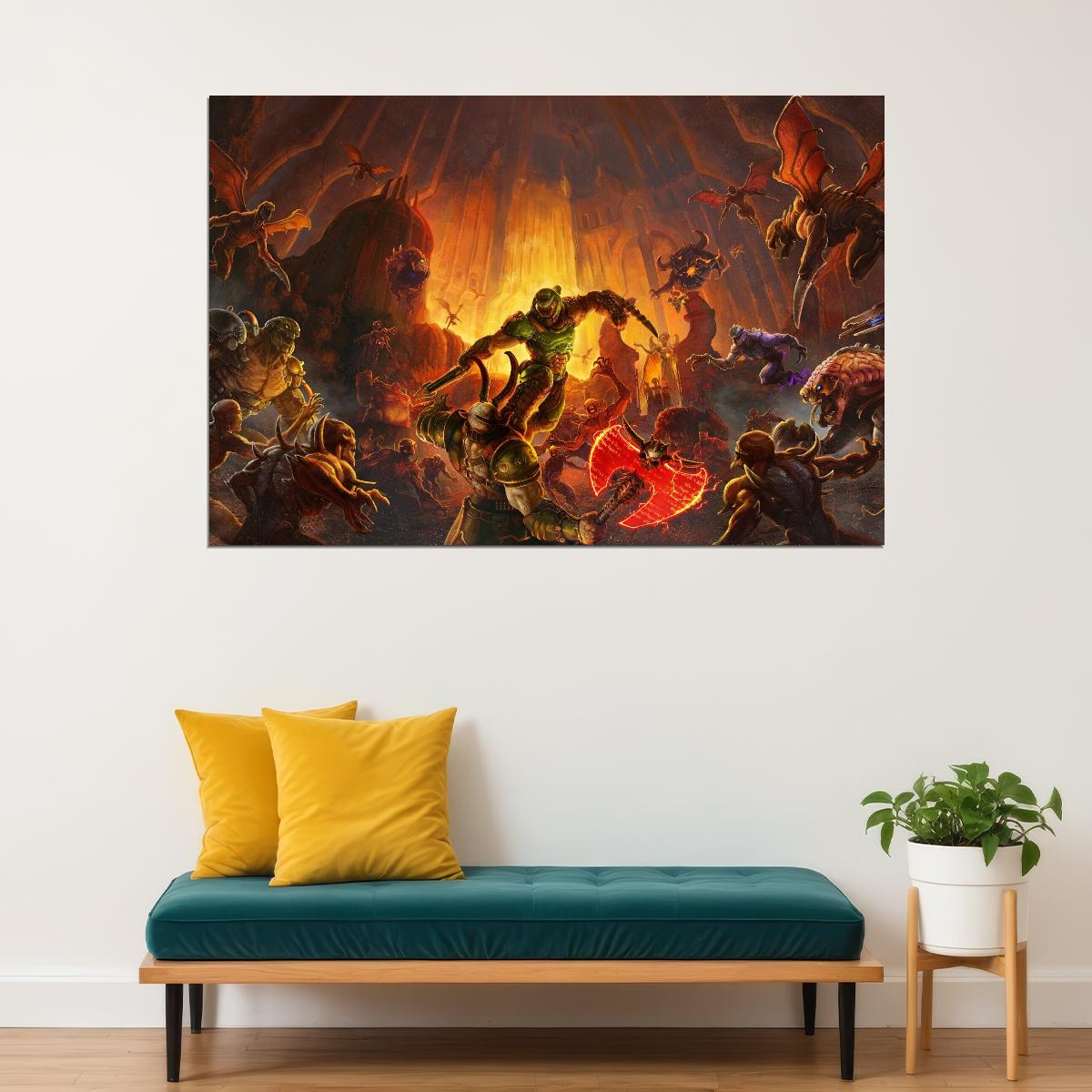 Doom Eternal Video Game Poster Action Shooter Wall Art Gaming Print