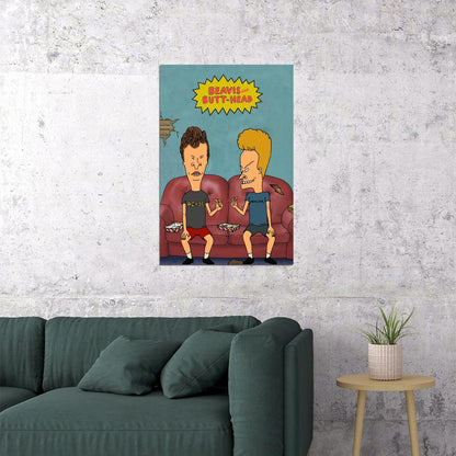 Beavis And Butt-head Poster 90s Mtv Animated Series Wall Art Classic Cartoon Print