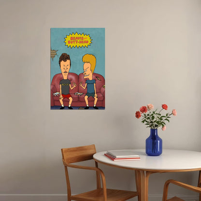 Beavis And Butt-head Poster 90s Mtv Animated Series Wall Art Classic Cartoon Print