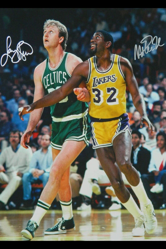 Magic Johnson & Larry Bird Poster Nba Legends Sports Wall Art