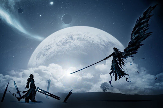 Final Fantasy Cloud Vs Sephiroth Poster Video Game Art Wall Art Epic Battle Print