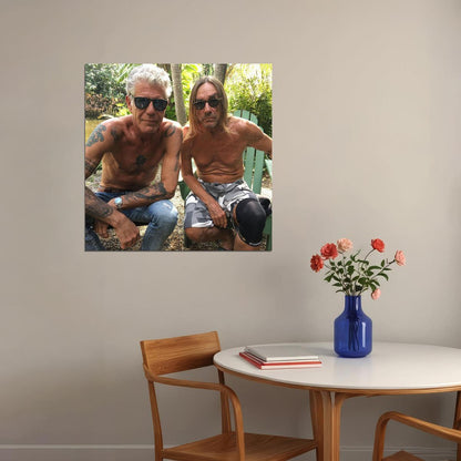 Anthony Bourdain & Iggy Pop Poster Celebrity Chef And Musician Wall Art Iconic Duo Print