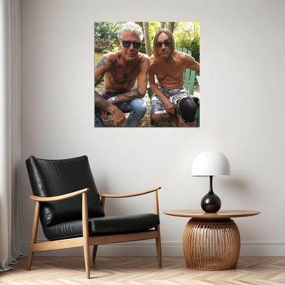 Anthony Bourdain & Iggy Pop Poster Celebrity Chef And Musician Wall Art Iconic Duo Print