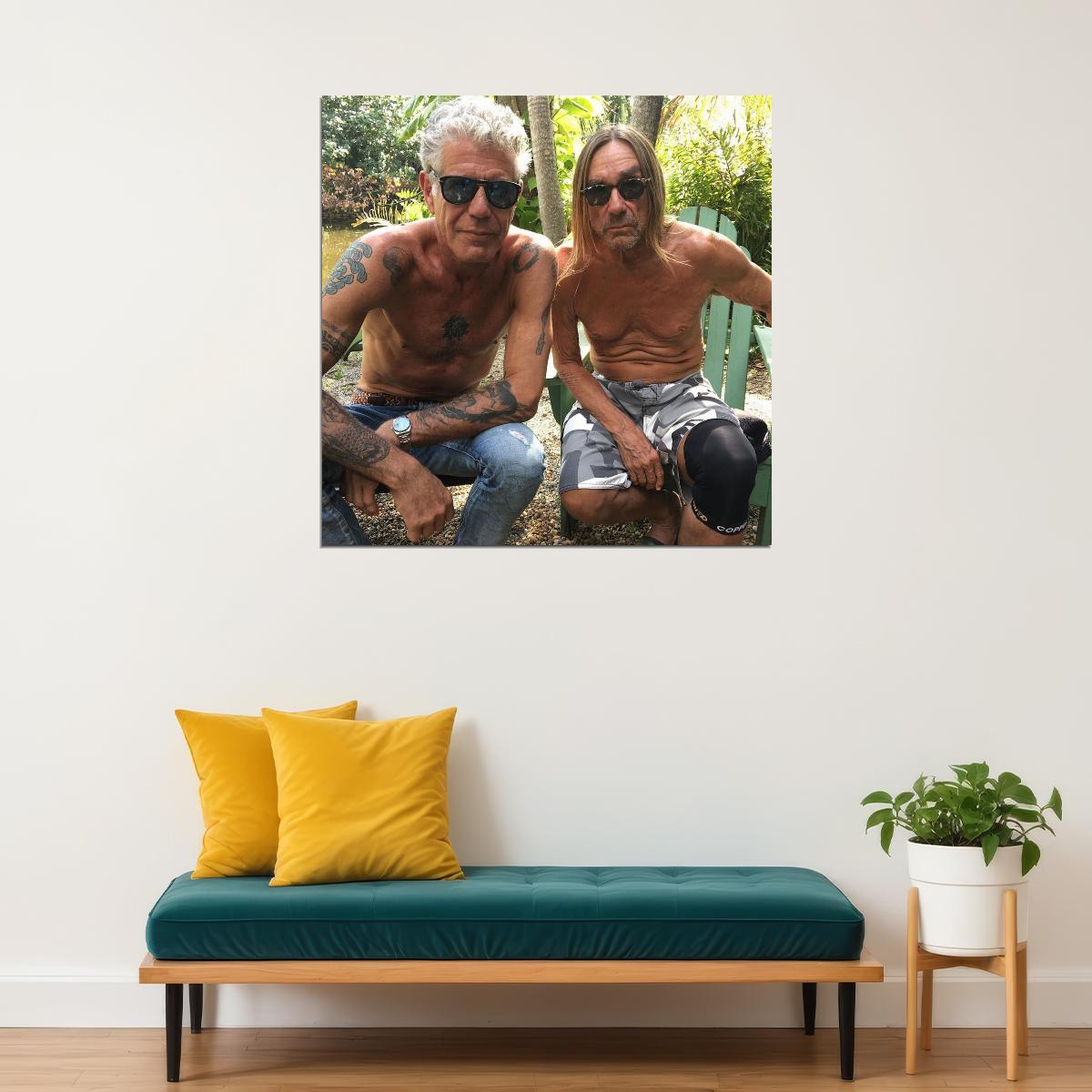 Anthony Bourdain & Iggy Pop Poster Celebrity Chef And Musician Wall Art Iconic Duo Print