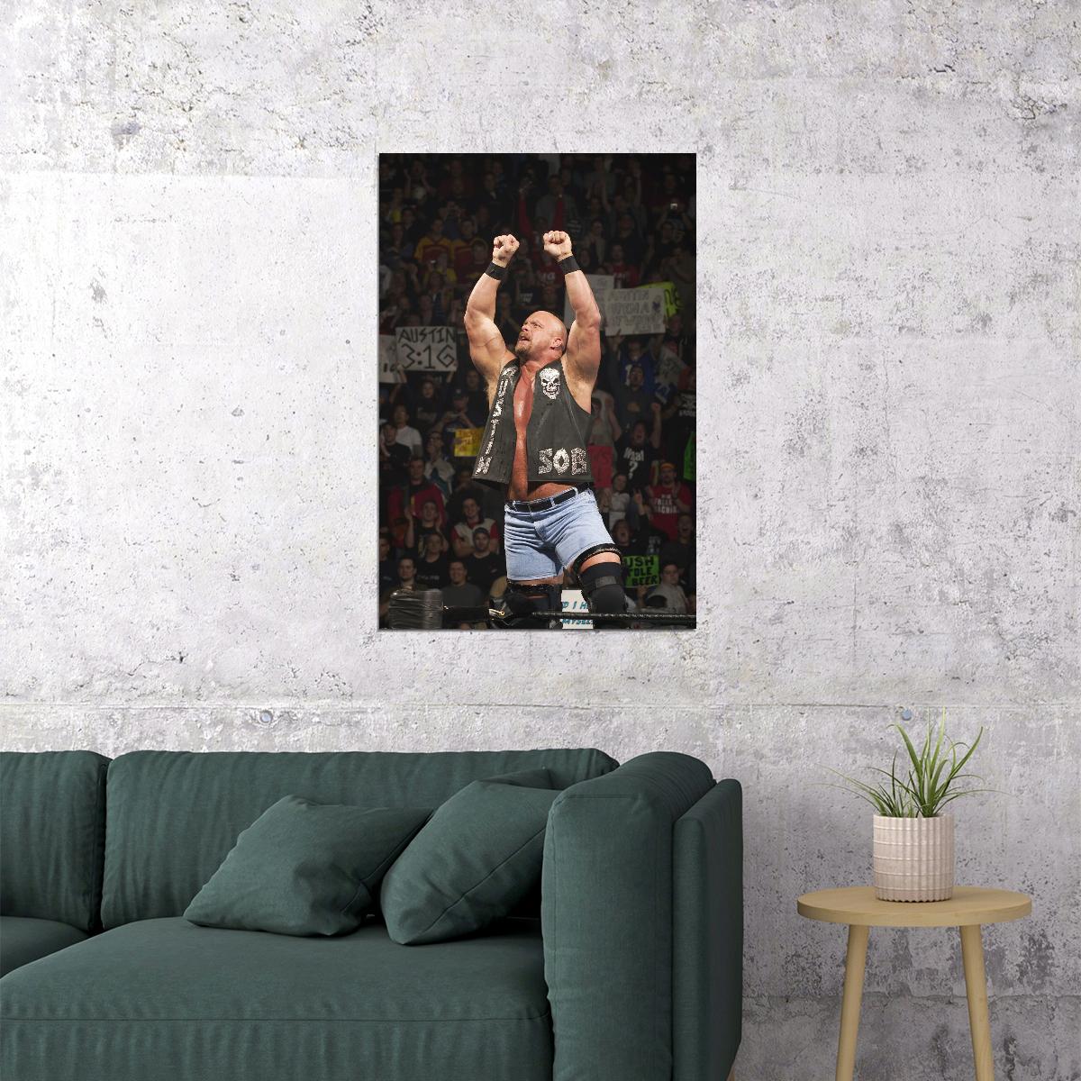 Stone Cold Steve Austin Wrestling Poster Wwe Legend Print